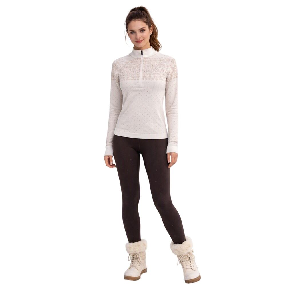 NWOT DSG Cream and Tan Fair Isle Momentum Seamless ¼ Zip Pullover-Size Large